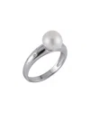 Splendid Pearls Rhodium Plated 8-9mm Pearl Cz Ring