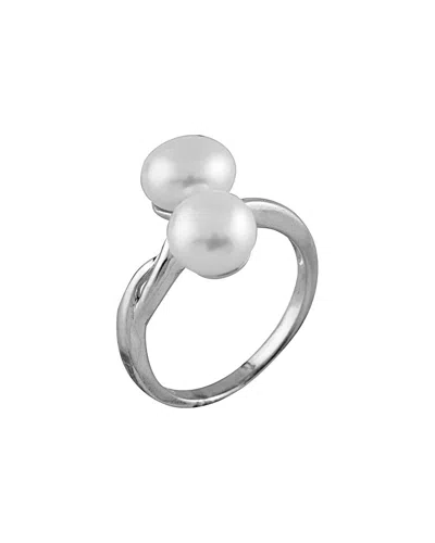 Splendid Pearls Rhodium Plated 8.5-9mm Freshwater Pearl Ring