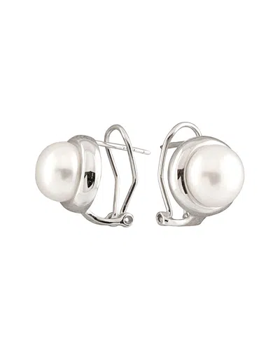 Splendid Pearls Rhodium Plated 8-8.5mm Freshwater Pearl Earrings In White