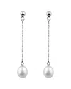 Splendid Pearls Rhodium Plated 7-8mm Freshwater Pearl Drop Earrings