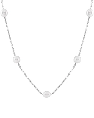 Splendid Pearls Rhodium Plated Silver 10-11mm Freshwater Pearl Necklace