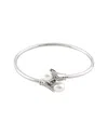 Splendid Pearls Rhodium Plated Silver 11-12mm Pearl & Cz Bracelet In Silver