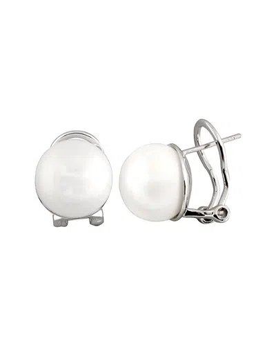 Splendid Pearls Rhodium Plated Silver 12-13mm Freshwater Pearl Earrings In Multi