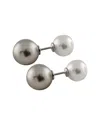 Splendid Pearls Rhodium Plated Silver 12-14mm Shell Pearl Drop Earrings