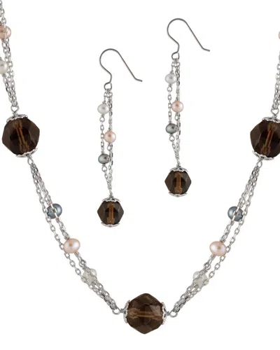Splendid Pearls Dnu 0 Units Sold  Rhodium Plated 4-5mm Pearl Necklace & Earrings Set