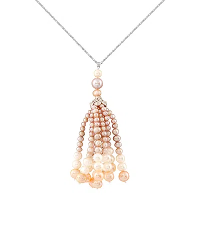 Splendid Pearls Rhodium Plated Silver 4-8mm Freshwater Pearl 34in Necklace