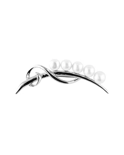 Splendid Pearls Rhodium Plated Silver 5-5.5mm Freshwater Pearl Brooch
