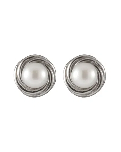 Splendid Pearls Rhodium Plated Silver 5-5.5mm Freshwater Pearl Earrings