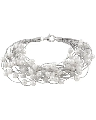 Splendid Pearls Rhodium Plated Silver 6-7mm Pearl Bracelet