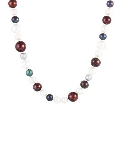Splendid Pearls Rhodium Plated Silver 6-9mm Freshwater Pearl Necklace