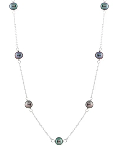 Splendid Pearls Rhodium Plated Silver 7-8mm Freshwater Pearl Necklace