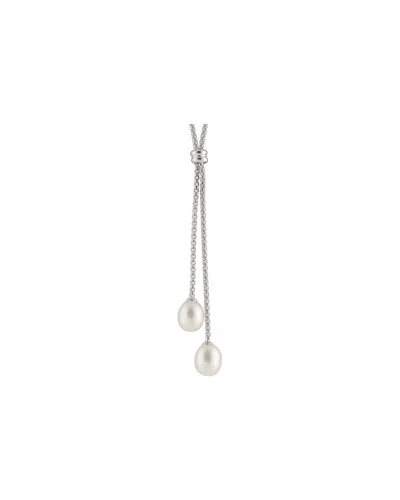 Splendid Pearls Rhodium Plated Silver 7-8mm Pearl Necklace