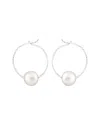 Splendid Pearls Rhodium Plated Silver 8-8.5mm Freshwater Pearl Drop Earrings