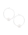 Splendid Pearls Rhodium Plated Silver 8-8.5mm Freshwater Pearl Drop Earrings