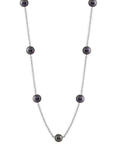 Splendid Pearls Rhodium Plated Silver 8-8.5mm Pearl Necklace