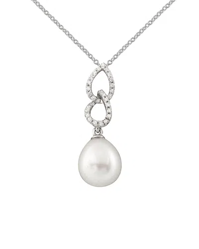 Splendid Pearls Rhodium Plated Silver 9-9.5mm Pearl Necklace