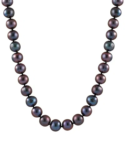 Splendid Pearls Rhodium Plated Silver 9-10mm Freshwater Pearl Necklace