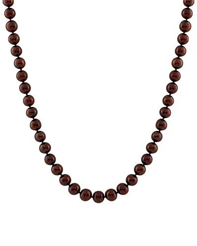 Splendid Pearls Rhodium Plated Silver 9-10mm Pearl Necklace
