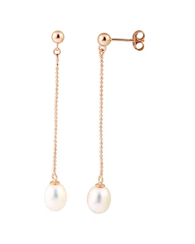 Splendid Pearls Rose Gold Vermeil 7-7.5mm Freshwater Pearl Earrings In Purple