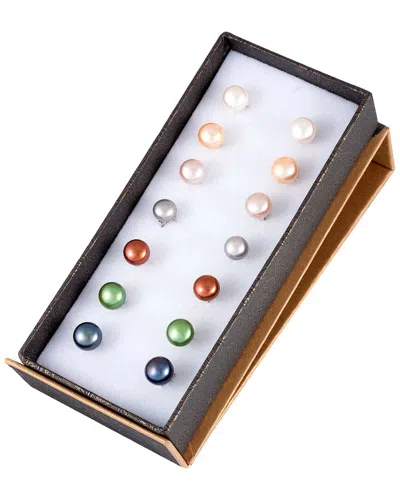 Splendid Pearls Set Of 7 Pairs Silver 7-8mm Pearl Studs