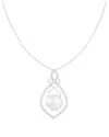 Splendid Pearls 10-11mm Pearl Cz Dangle Pendant Necklace