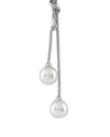 Splendid Pearls Silver 10mm Pearl Cz Pendant In Metallic