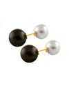 Splendid Pearls Gold Over Silver 10-14mm Shell Pearls Double Sided Barbell Earrings