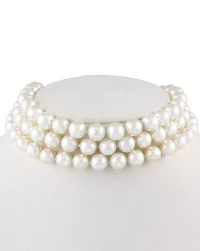 Splendid Pearls Silver 10-11mm Shell Pearl Choker Necklace In White