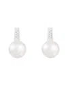 Splendid Pearls Silver 10.5-11mmm Pearl Cz Earrings