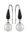 Splendid Pearls Silver 10mm Pearl Cz Earrings In Metallic