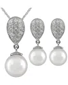 Splendid Pearls Silver 10mm Pearl Cz Set In Silver