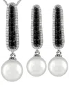 Splendid Pearls Silver 10mm Pearl Cz Set In Metallic