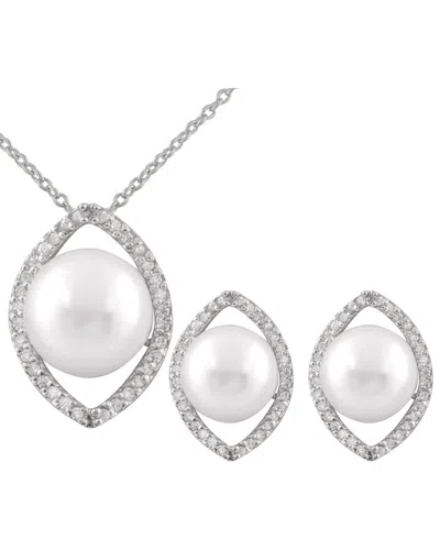 SPLENDID PEARLS SPLENDID PEARLS SILVER 10MM PEARL CZ SET