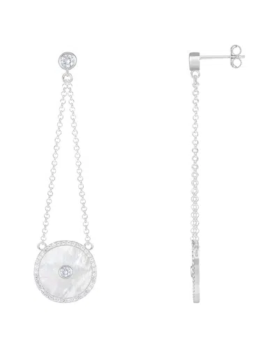 Splendid Pearls Silver 10mmmm Pearl Cz Earrings