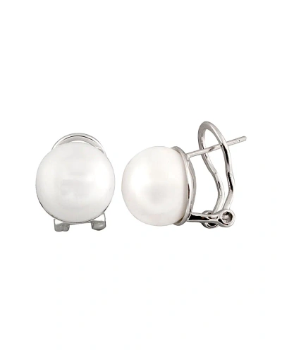 Splendid Pearls Silver 12-13mm Freshwater Pearl Clip-on Earrings In Metallic