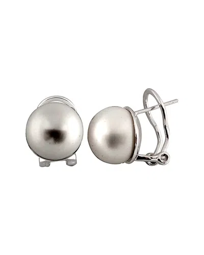 Splendid Pearls Silver 12-13mm Freshwater Pearl Earrings In Gray