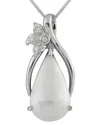 Splendid Pearls Silver 12-13mm Pearl Cz Pendant In Multi