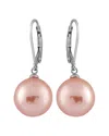 Splendid Pearls Silver 12-13mm Shell Pearl Earrings