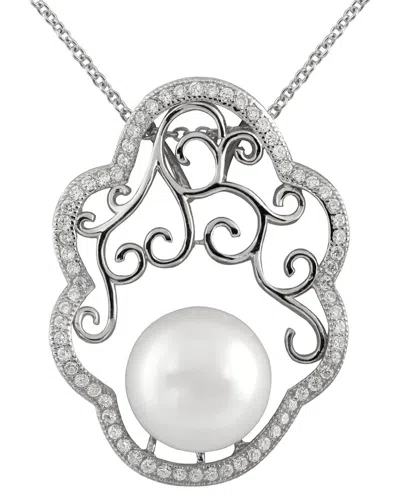 SPLENDID PEARLS SPLENDID PEARLS SILVER 12MM PEARL CZ PENDANT