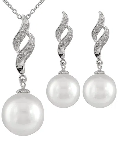 SPLENDID PEARLS SPLENDID PEARLS SILVER 12MM PEARL CZ SET