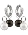 Splendid Pearls Silver 12mm Pearl Cz Set In Multi