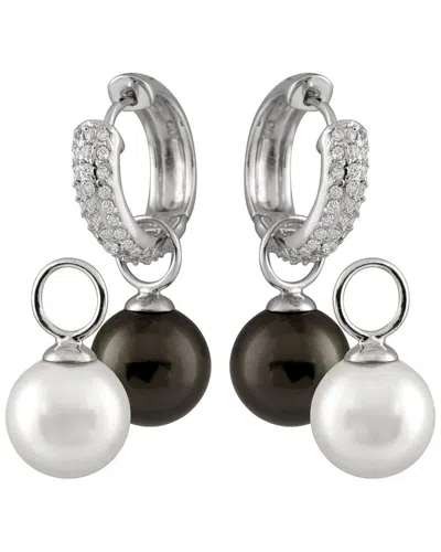 Splendid Pearls Silver 12mm Pearl Cz Set In Multi