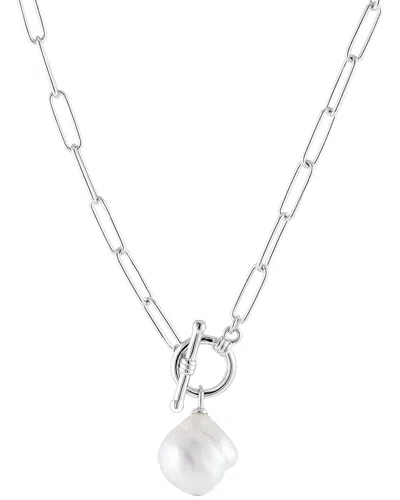 Splendid Pearls Silver 13-14mmmm Pearl Necklace In Metallic