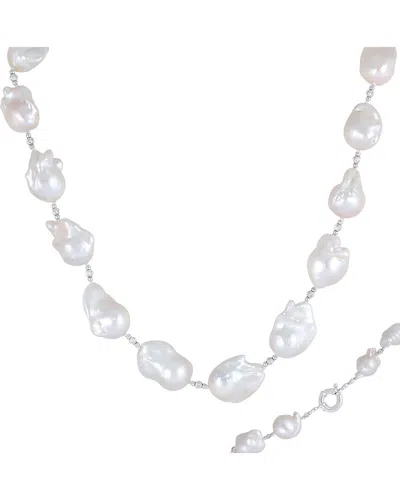Splendid Pearls Silver 13-15mmmm Pearl Necklace In Metallic