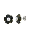 SPLENDID PEARLS SPLENDID PEARLS SILVER 3-.5-4MM MOTHER-OF-PEARL FLOWER EARRINGS