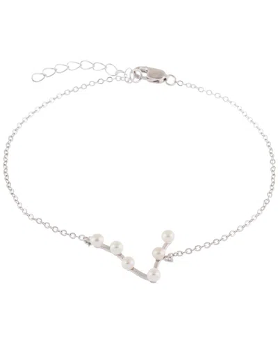 Splendid Pearls Silver 3-4mm Cultured Freshwater Pearl Zodiac Sign Bracelet
