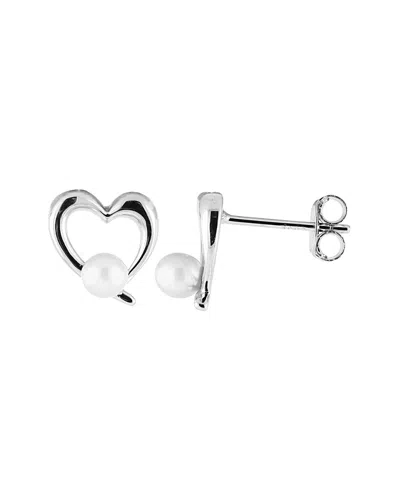 Splendid Pearls Rhodium Over Silver 3.5-4mm Pearl Earrings