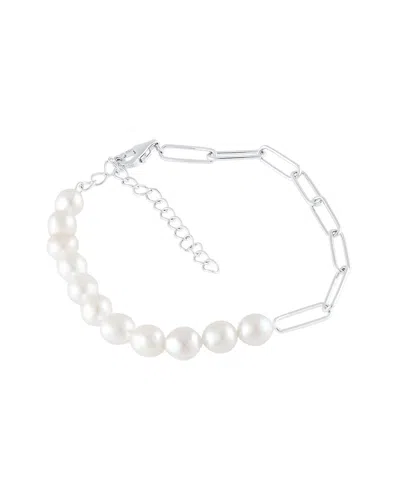 Splendid Pearls Silver 5-5.5mmmm Pearl Bracelet In White