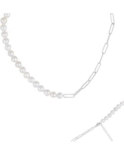 Splendid Pearls Silver 5-5.5mmmm Pearl Necklace In Metallic
