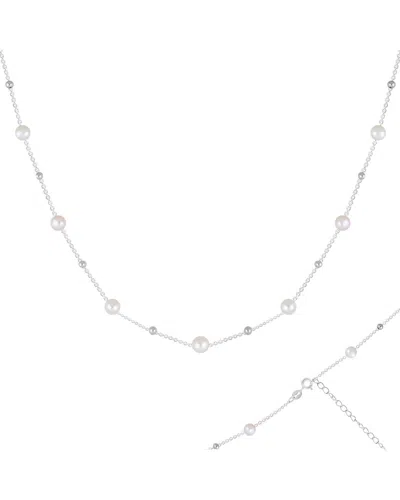 Splendid Pearls Silver 5-6mmmm Pearl Necklace In White